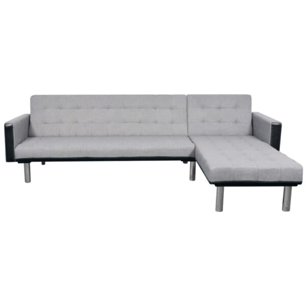 vidaXL L-shaped Sofa Bed Fabric Black and Gray - Image 2