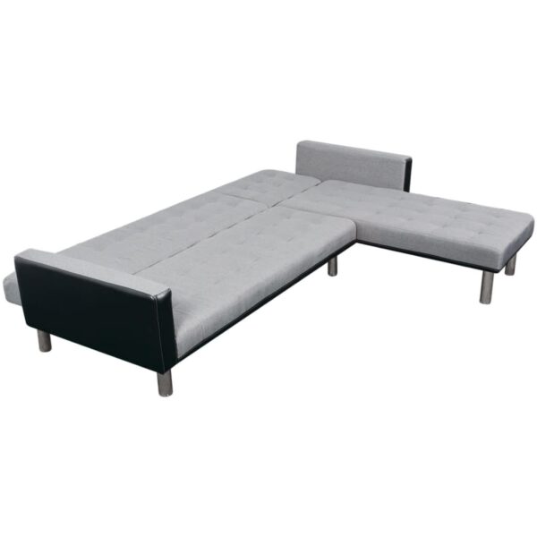 vidaXL L-shaped Sofa Bed Fabric Black and Gray - Image 3