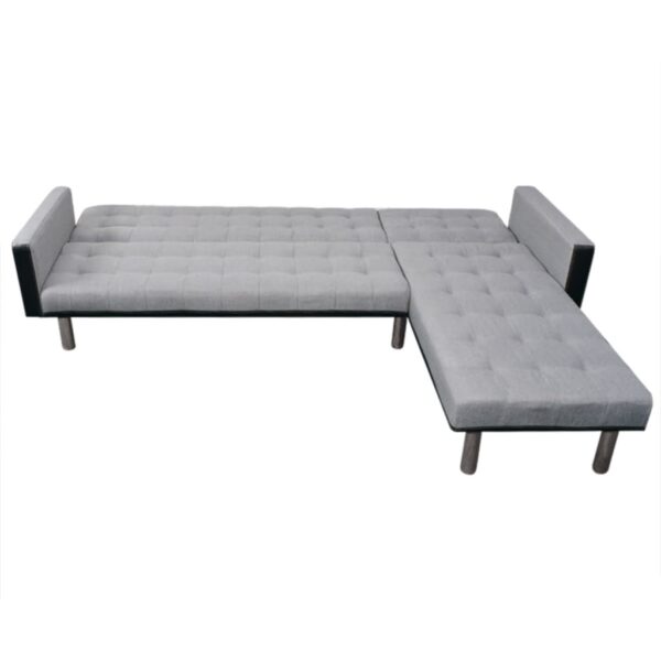 vidaXL L-shaped Sofa Bed Fabric Black and Gray - Image 4