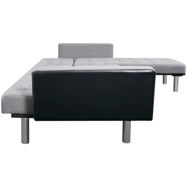 vidaXL L-shaped Sofa Bed Fabric Black and Gray - Image 6