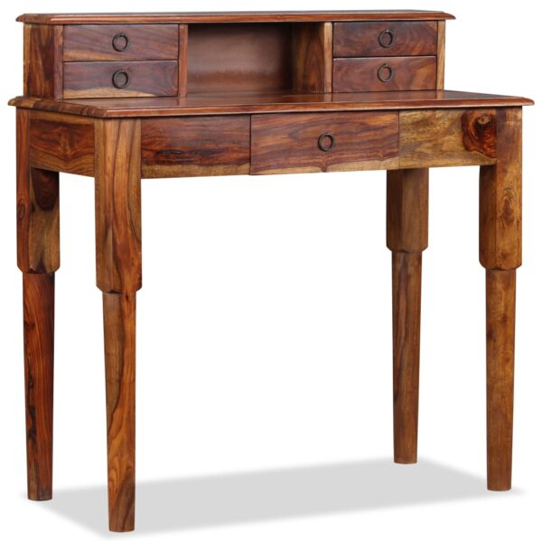 vidaXL Writing Desk with 5 Drawers Solid Sheesham Wood 35.4"x15.7"x35.4" - Image 2