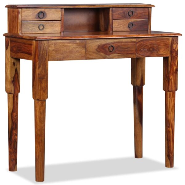 vidaXL Writing Desk with 5 Drawers Solid Sheesham Wood 35.4"x15.7"x35.4" - Image 3