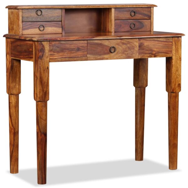 vidaXL Writing Desk with 5 Drawers Solid Sheesham Wood 35.4"x15.7"x35.4" - Image 4