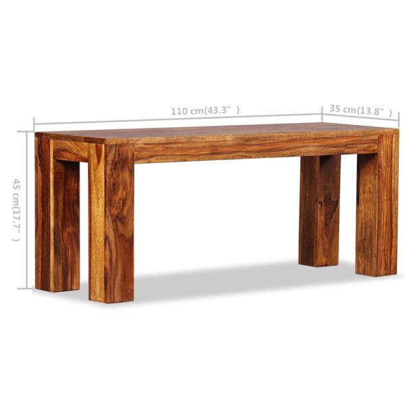 vidaXL Bench Solid Sheesham Wood 43.3"x13.8"x17.7" - Image 10