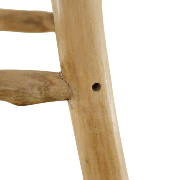 vidaXL Bar Stool Real Leather and Solid Teak Wood - Image 7