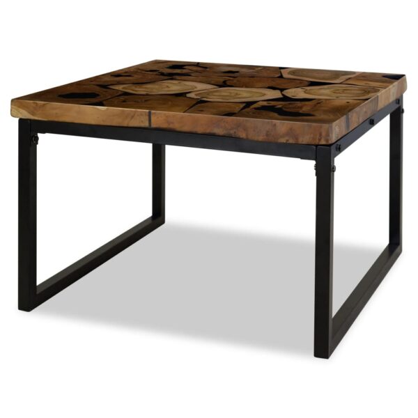 vidaXL Coffee Table Teak Resin 23.6"x23.6"x15.7" - Image 2