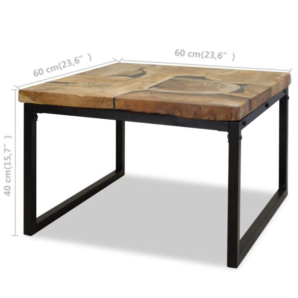 vidaXL Coffee Table Teak Resin 23.6"x23.6"x15.7" - Image 11