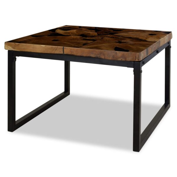 vidaXL Coffee Table Teak Resin 23.6"x23.6"x15.7" - Image 3