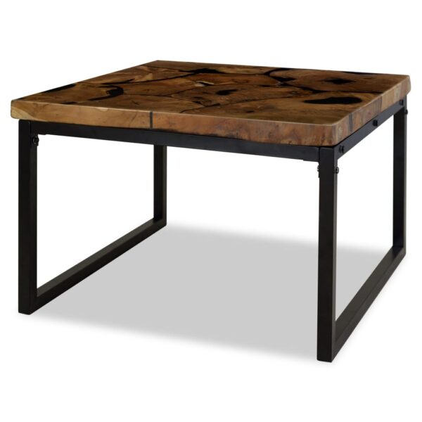 vidaXL Coffee Table Teak Resin 23.6"x23.6"x15.7" - Image 4