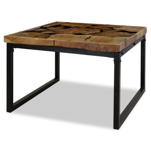 vidaXL Coffee Table Teak Resin 23.6"x23.6"x15.7" - Image 5