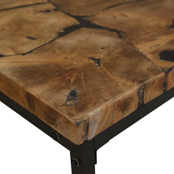 vidaXL Coffee Table Teak Resin 23.6"x23.6"x15.7" - Image 8