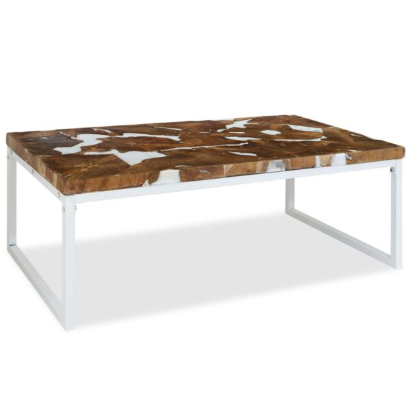 vidaXL Coffee Table Teak Resin 43.3"x23.6"x15.7" - Image 3