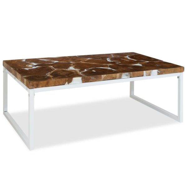 vidaXL Coffee Table Teak Resin 43.3"x23.6"x15.7" - Image 4