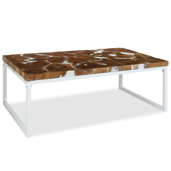 vidaXL Coffee Table Teak Resin 43.3"x23.6"x15.7" - Image 5