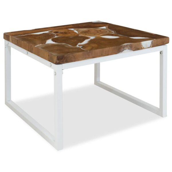 vidaXL Coffee Table Teak Resin 23.6"x23.6"x15.7" - Image 2