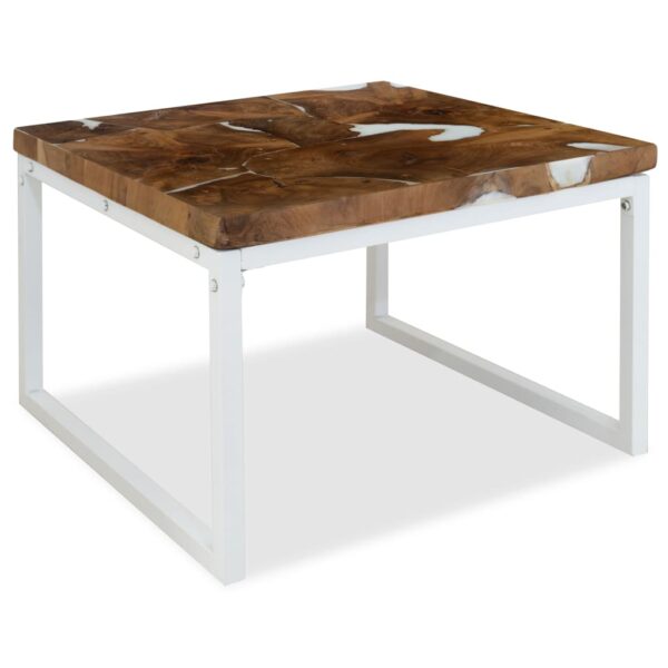 vidaXL Coffee Table Teak Resin 23.6"x23.6"x15.7" - Image 3