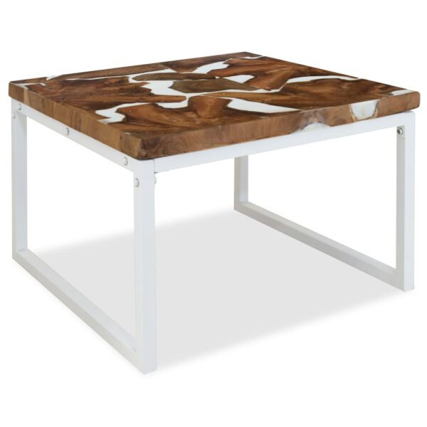 vidaXL Coffee Table Teak Resin 23.6"x23.6"x15.7" - Image 4