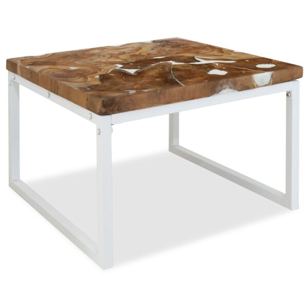 vidaXL Coffee Table Teak Resin 23.6"x23.6"x15.7" - Image 5