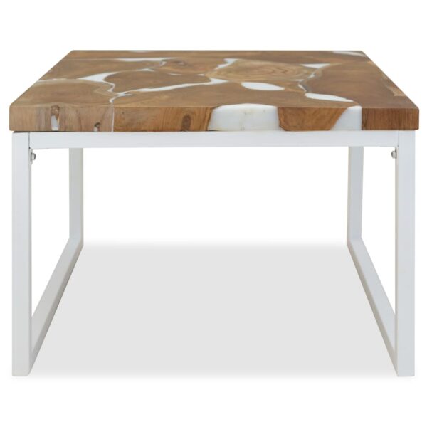 vidaXL Coffee Table Teak Resin 23.6"x23.6"x15.7" - Image 7