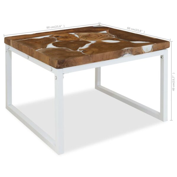 vidaXL Coffee Table Teak Resin 23.6"x23.6"x15.7" - Image 9