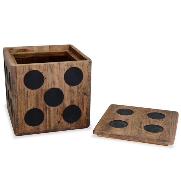 vidaXL Storage Box Mindi Wood 15.7"x15.7"x15.7" Dice Design - Image 3