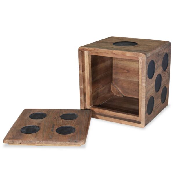 vidaXL Storage Box Mindi Wood 15.7"x15.7"x15.7" Dice Design - Image 4