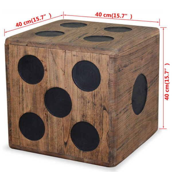 vidaXL Storage Box Mindi Wood 15.7"x15.7"x15.7" Dice Design - Image 5