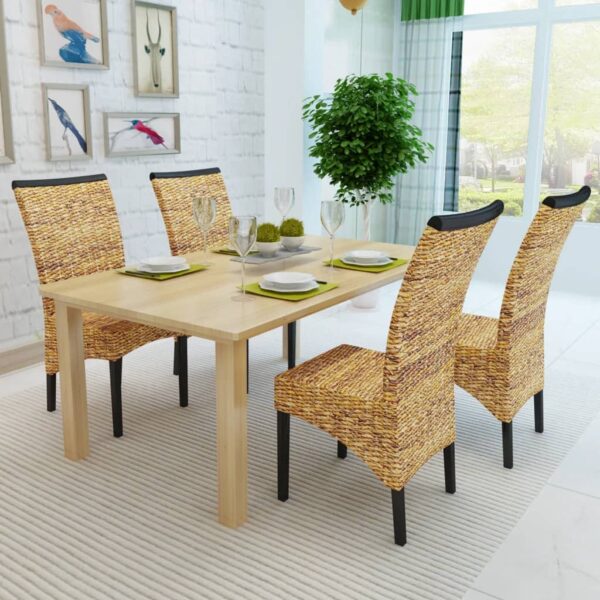 vidaXL Dining Chairs 4 pcs Abaca and Solid Mango Wood - Image 3