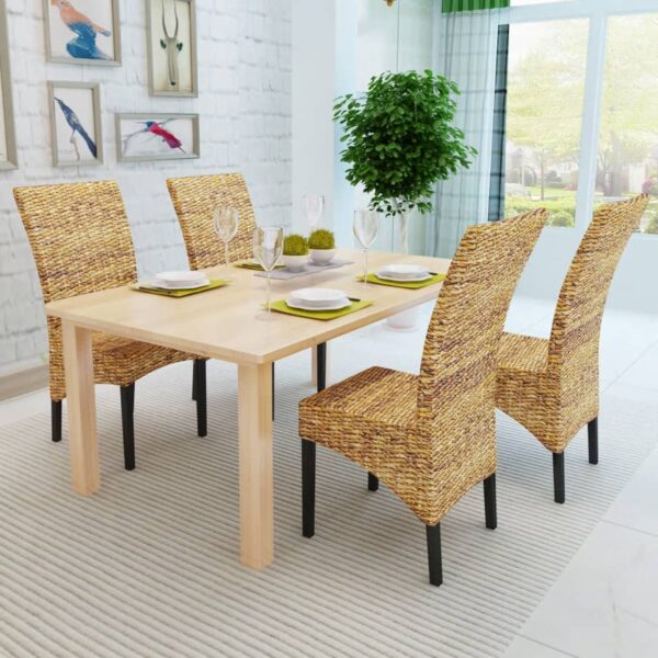 vidaXL Dining Chairs 4 pcs Abaca and Solid Mango Wood - Image 3