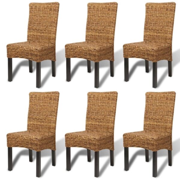 vidaXL Dining Chairs 6 pcs Abaca and Solid Mango Wood - Image 2