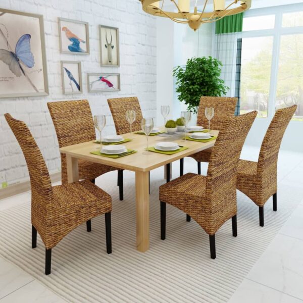 vidaXL Dining Chairs 6 pcs Abaca and Solid Mango Wood - Image 3