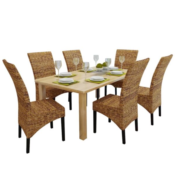 vidaXL Dining Chairs 6 pcs Abaca and Solid Mango Wood