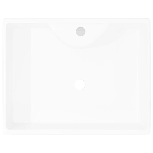 vidaXL Ceramic Bathroom Sink Basin with Faucet Hole White Square - Image 3