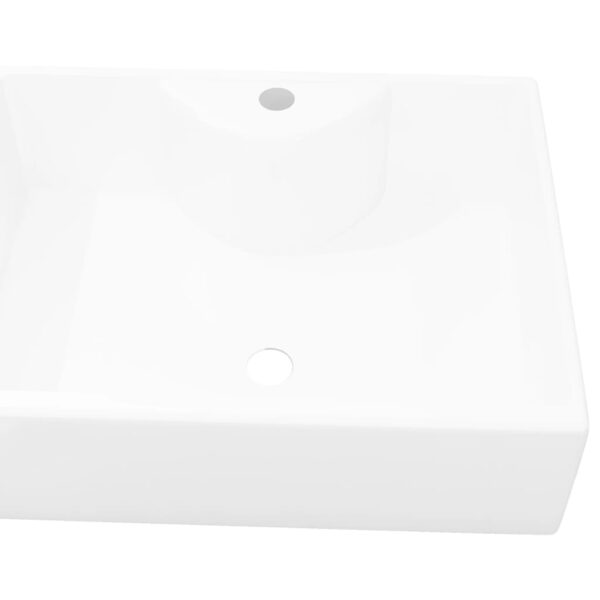 vidaXL Ceramic Bathroom Sink Basin with Faucet Hole White Square - Image 5