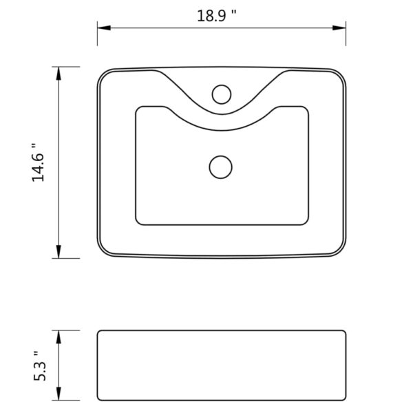 vidaXL Ceramic Bathroom Sink Basin with Faucet Hole White Square - Image 6