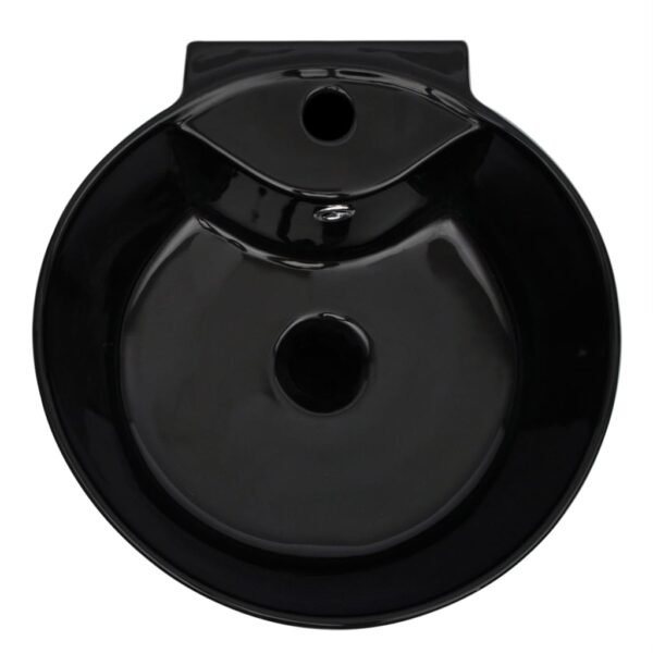 vidaXL Bathroom Basin Ceramic Black 15.7"x16.3"x33.9" - Image 5