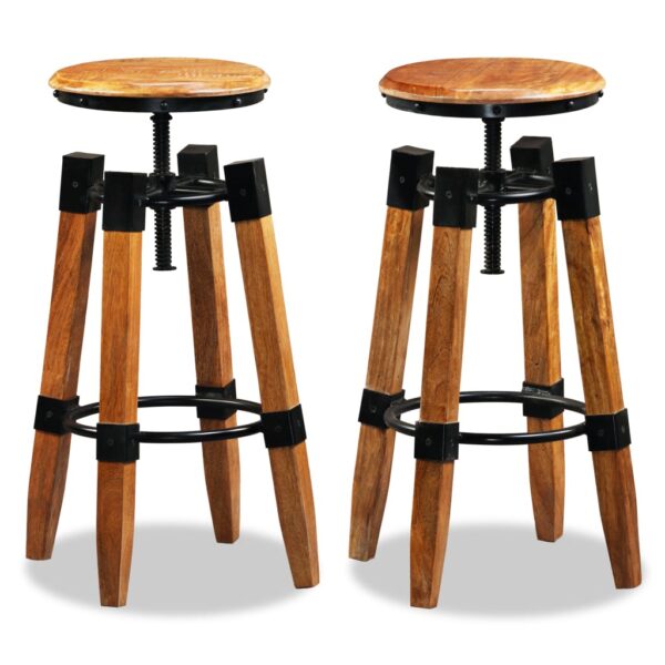 vidaXL Bar Stools 2 pcs Solid Mango Wood - Image 4