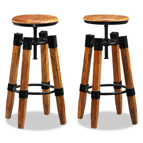 vidaXL Bar Stools 2 pcs Solid Mango Wood - Image 5