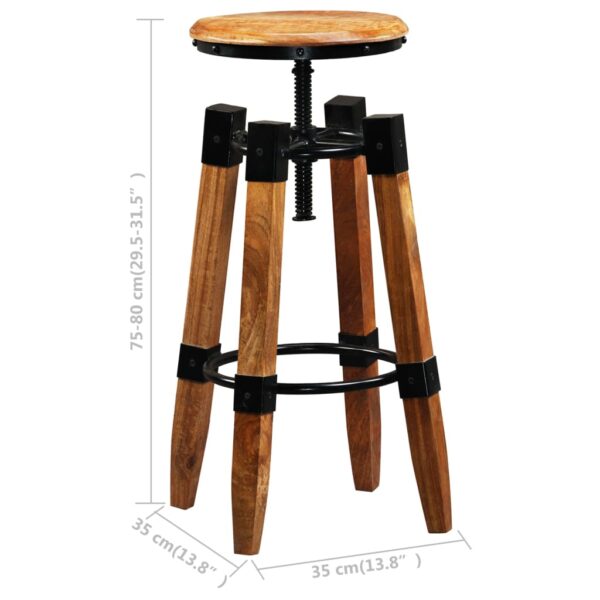 vidaXL Bar Stools 2 pcs Solid Mango Wood - Image 10