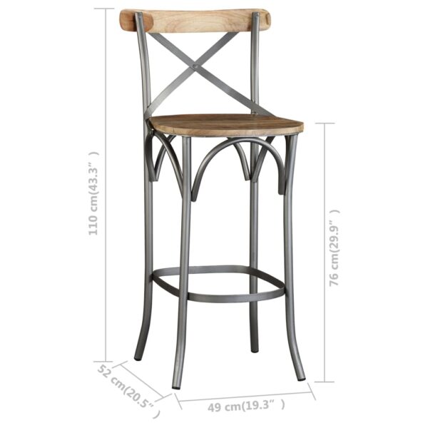 vidaXL Bar Stool Solid Mango Wood - Image 10