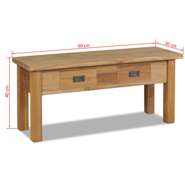 vidaXL Hall Bench Solid Teak 35.4"x11.8"x15.7" - Image 7