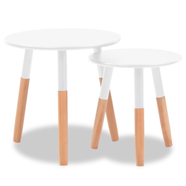 vidaXL Side Table Set 2 Pieces Solid Pinewood White - Image 2