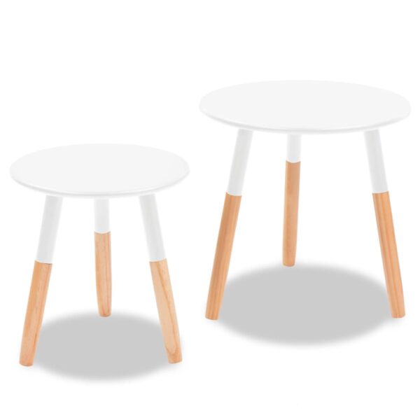 vidaXL Side Table Set 2 Pieces Solid Pinewood White - Image 3