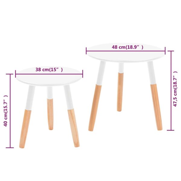 vidaXL Side Table Set 2 Pieces Solid Pinewood White - Image 9