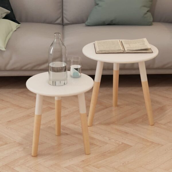 vidaXL Side Table Set 2 Pieces Solid Pinewood White