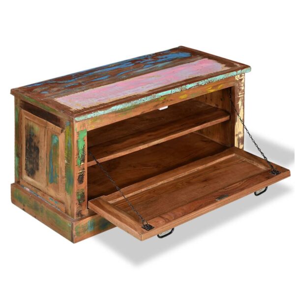 vidaXL Shoe Storage Bench Solid Reclaimed Wood - Image 4