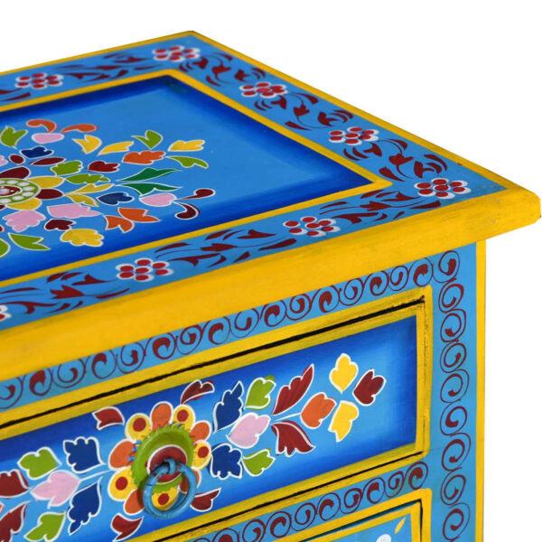 vidaXL Bedside Cabinet Solid Mango Wood Turquoise Hand Painted - Image 7