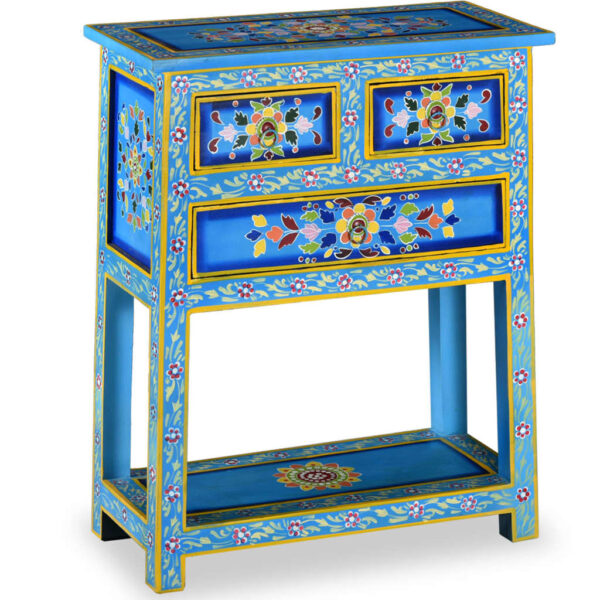 vidaXL Sideboard with Drawers Solid Mango Wood Turquoise Hand Painted