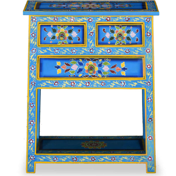 vidaXL Sideboard with Drawers Solid Mango Wood Turquoise Hand Painted - Image 3