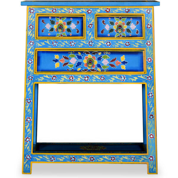 vidaXL Sideboard with Drawers Solid Mango Wood Turquoise Hand Painted - Image 4